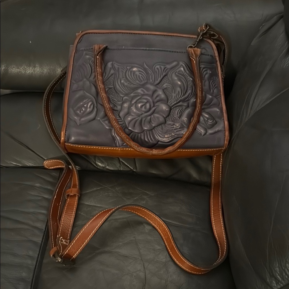 Patricia Nash Brown and Black Floral Shoulder Bag